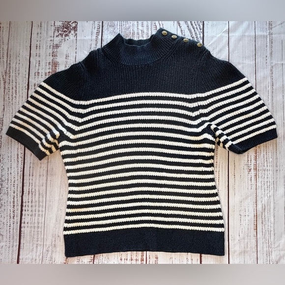 Anthropologie Sweaters - Anthropologie Maeve Divendra Navy & White Stripe Pullover Knit Sweater